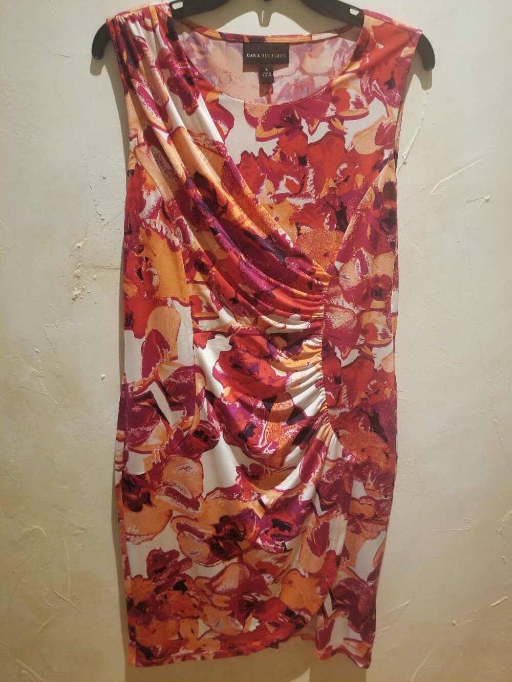 DANA BUCHMAN RED SHEATH PULLOVER STRETCH DRESS SZ S